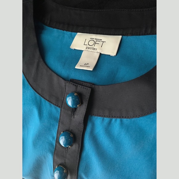 Ann Taylor Loft | Blue Geometric Shift Dress - Picture 3 of 7